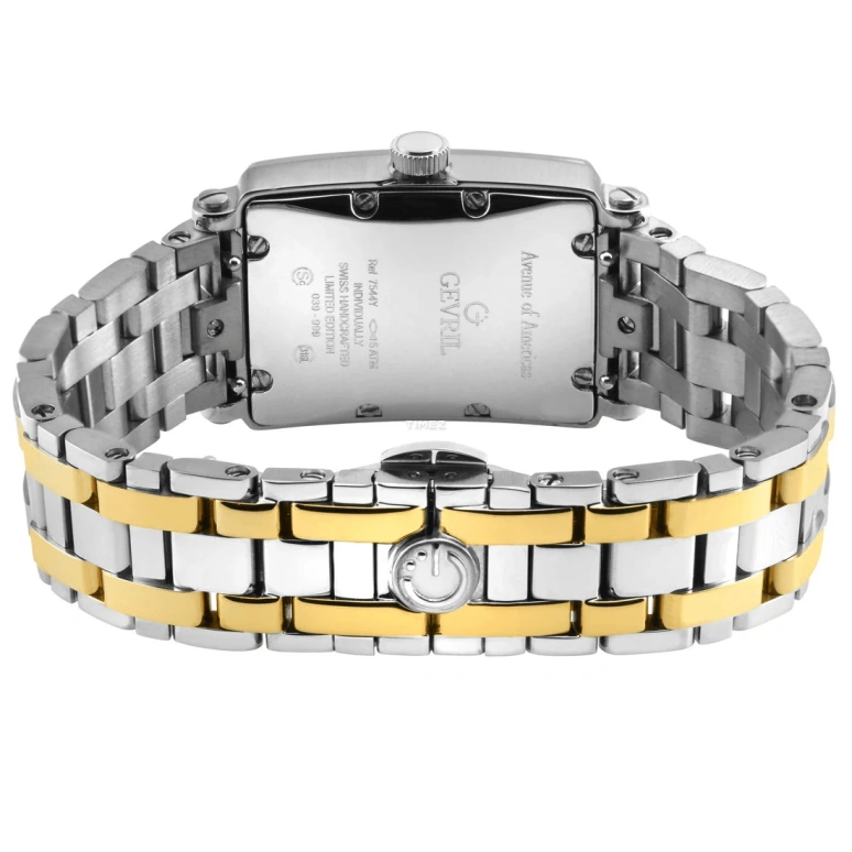 Gevril,Avenue of Americas 33x25mm,33x25mm,Stainless Steel,Pink,Quartz,Day,Sapphire,Crystal Glass,7544YB