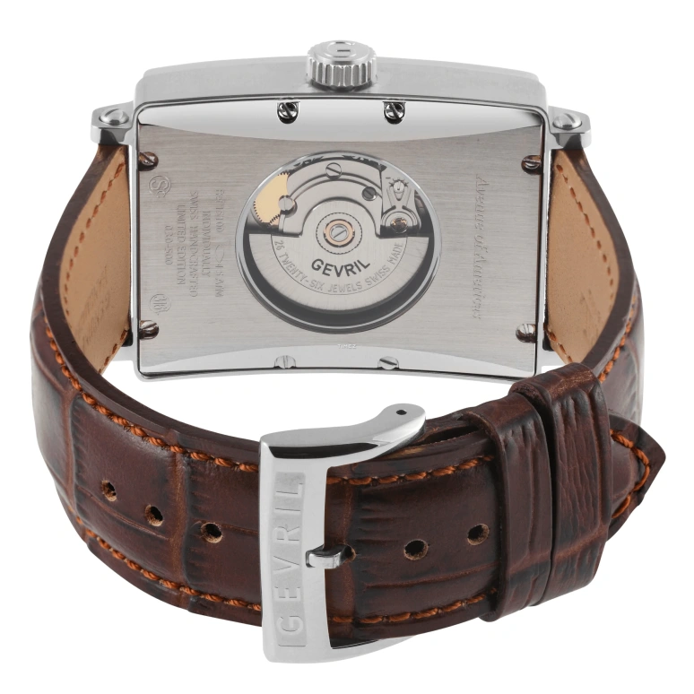 Gevril,Avenue of Americas 44mm,44mm,Stainless Steel,White,Automatic,Day,38hours,15000,15000-7