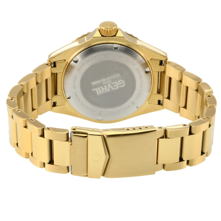 Gevril,Wall Street 43mm,43mm,Stainless Steel,Black,Automatic,Day,Dule Time,4956A