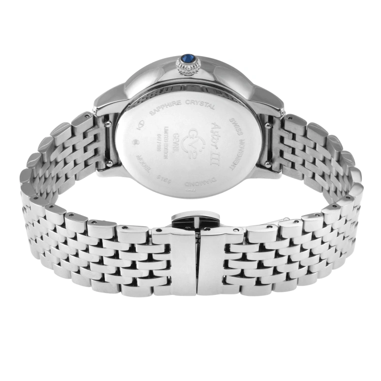 Gevril,Astor 34mm,34mm,Stainless Steel,White,Quartz,Round,Silver,9150B