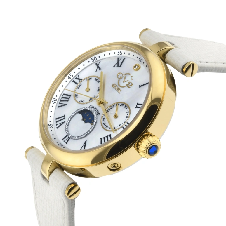Gevril,Florence 36mm,36mm,Stainless Steel,White,Quartz,Moonphase,Date,Day,12513,12513.L