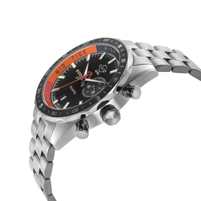 Gevril,Regatta 42mm,42mm,Stainless Steel,Black,Quartz,Day,Tide,42700B