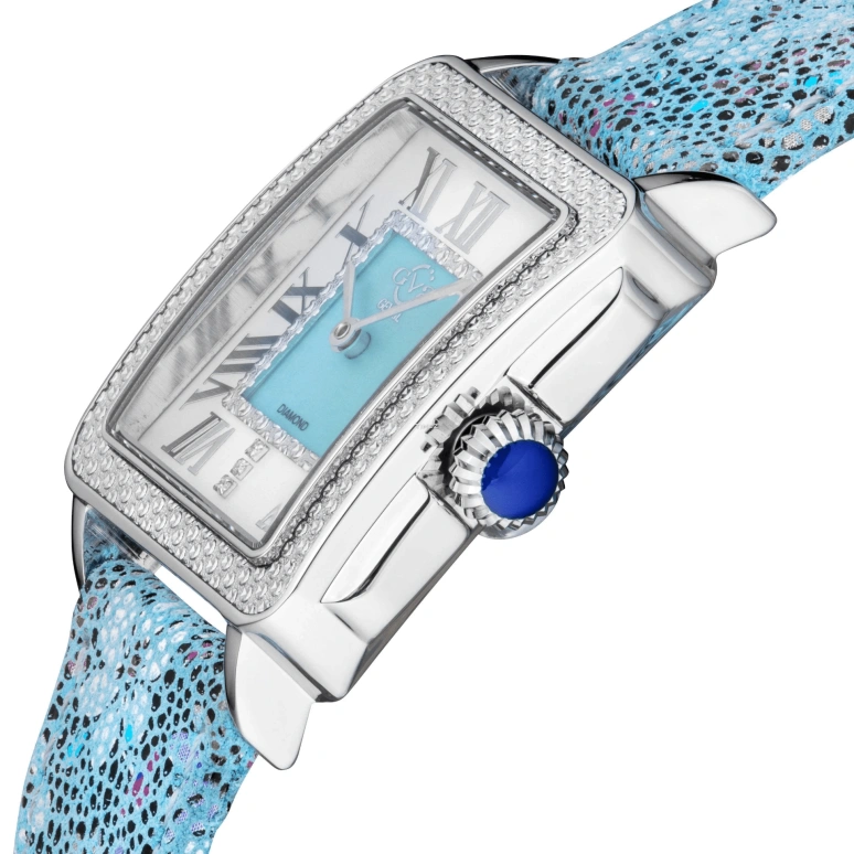 Gevril,Padova 28.50mm,28.50mm,Stainless Steel,Dual,Blue,White,Quartz,Sapphire,Rectangular,12309F