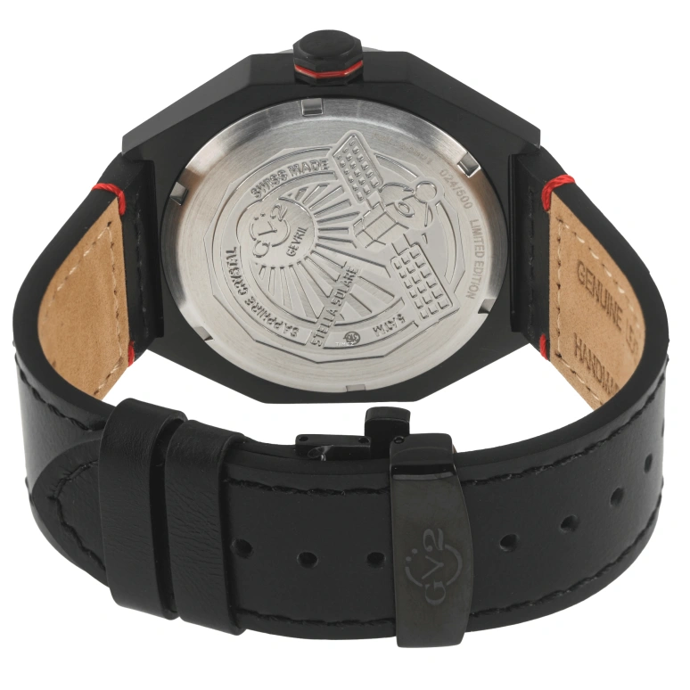 Gevril,Stella Solare 44mm,44mm,Stainless Steel,Dual,Black,Red,Quartz,Solar Charging,Sapphire,Crystal Glass,43801