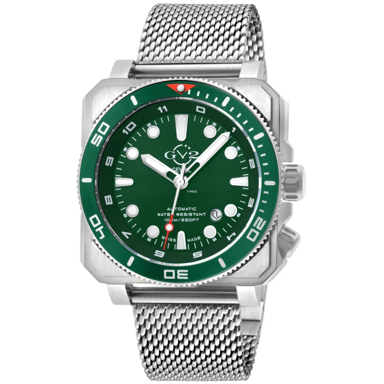 Gevril,XO Submarine 44mm,44mm,Stainless Steel,Green,Automatic,Day,Dule Time,4540B