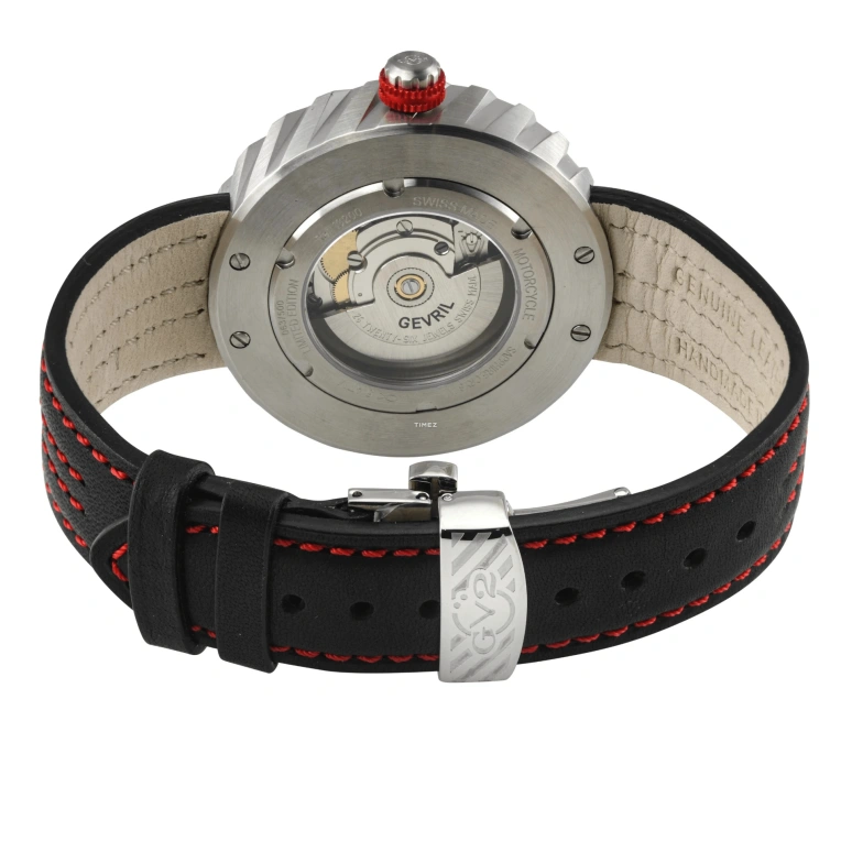 Gevril,Motorcycle 43mm,43mm,Stainless Steel,Black,White,Automatic,Day,38hours,13200