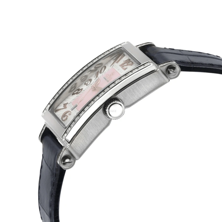 Gevril,Avenue of Americas 33x25mm,33x25mm,Stainless Steel,Pink,Quartz,Day,Sapphire,Crystal Glass,7248RE