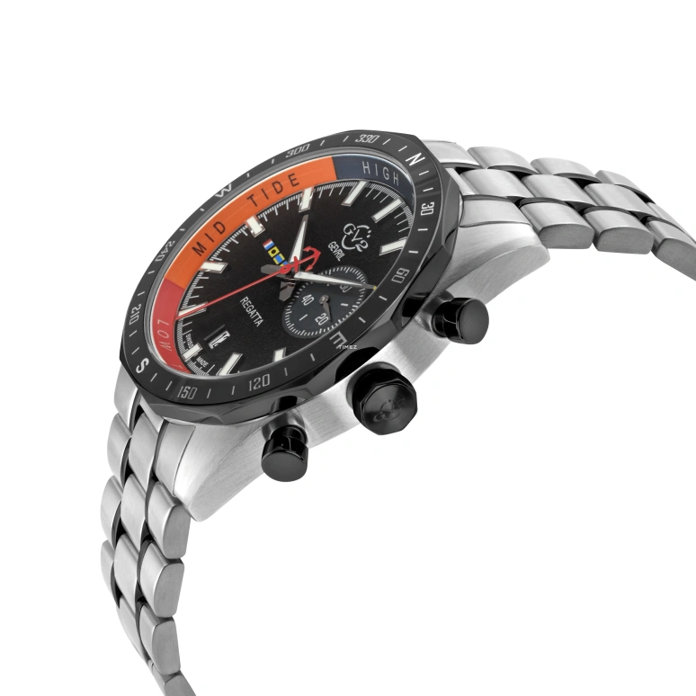 Gevril,Regatta 42mm,42mm,Stainless Steel,Black,Quartz,Day,Tide,48705B