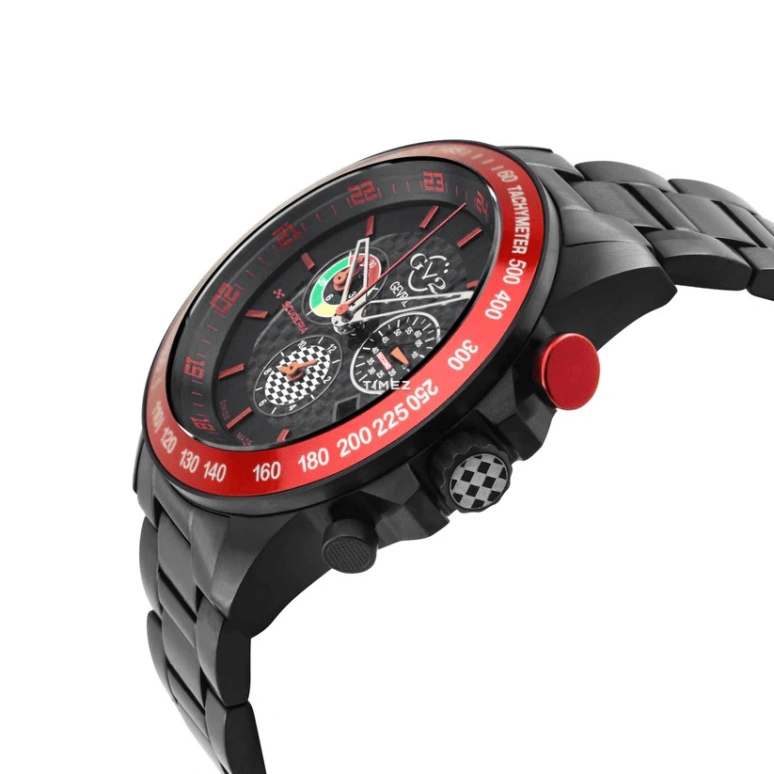 Gevril,Scuderia 45mm,45mm,Stainless Steel,Black,Quartz,Chronograph,Day,Dule Time,Alarm,Sapphire,Crystal Glass,Round,9925B