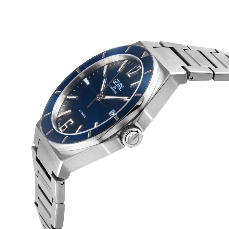 Gevril,High Line 43mm,43mm,Stainless Steel,Blue,Automatic,Day,38hours,48401B