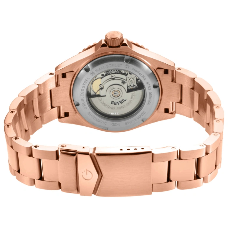Gevril,Wall Street 39mm,39mm,Stainless Steel,Black,Automatic,Day,38hours,4757B