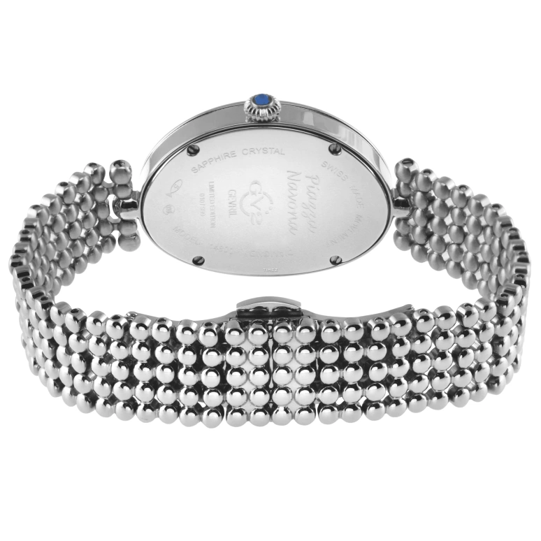 Gevril,Piazza Navona 29x38mm,29x38mm,Stainless Steel,Silver White,Quartz,Sapphire,Crystal Glass,Oval,14800B