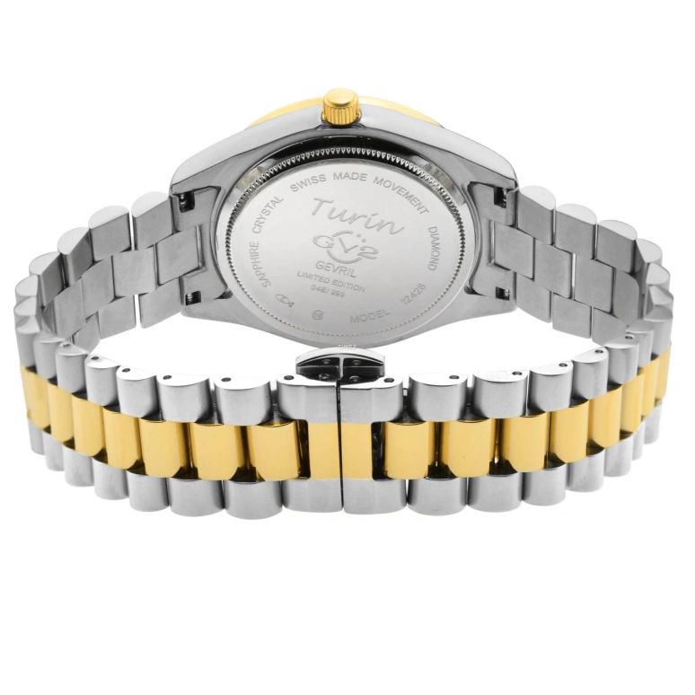 Gevril,Turin 36mm,36mm,Stainless Steel,Black,Quartz,Day,Sapphire,12421B