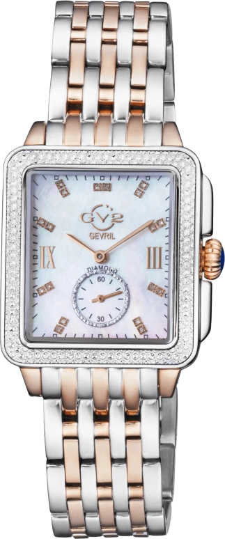 Gevril,Bari 37mm,37mm,Stainless Steel,Silver White,White,Quartz,Sapphire,Crystal Glass,Rectangular,9254B