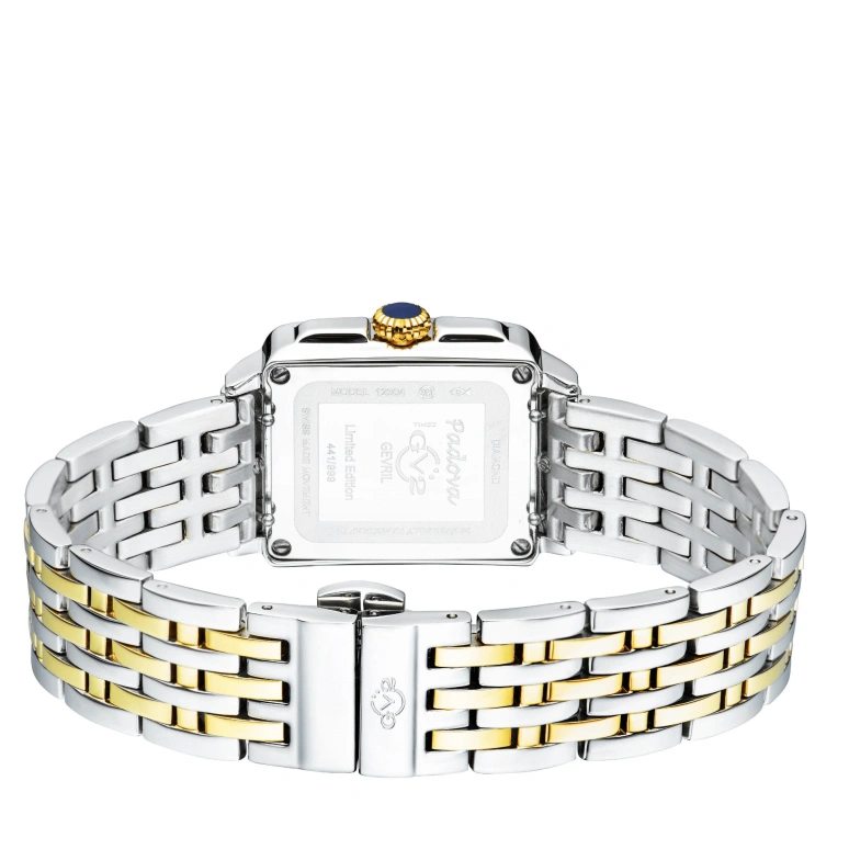Gevril,Padova 28.50mm,28.50mm,Stainless Steel,Dual,White,Quartz,Sapphire,Rectangular,12304B
