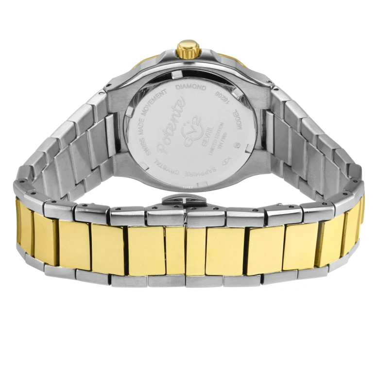 Gevril,Potente 33mm,33mm,Stainless Steel,Blue,Quartz,Sapphire,Cushion,18206B