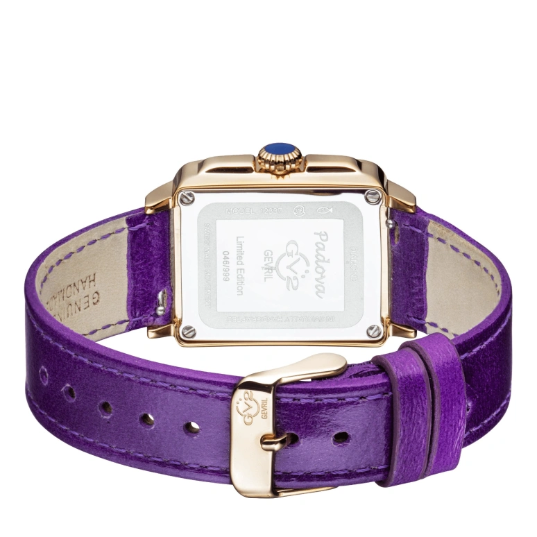 Gevril,Padova 28.50mm,28.50mm,Stainless Steel,Dual,Purple,White,Quartz,Sapphire,Rectangular,12337
