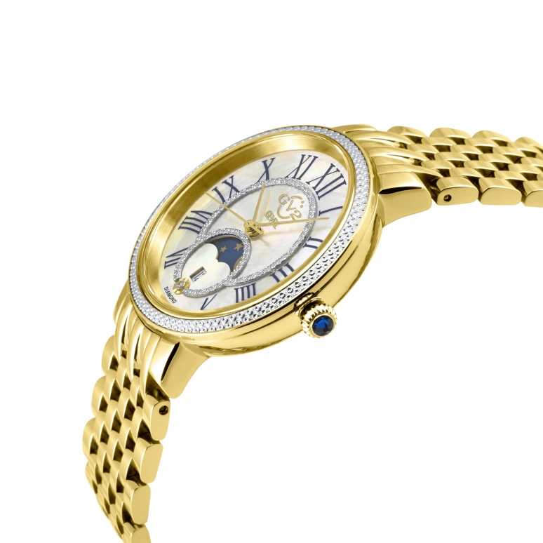 Gevril,Genoa 37mm,37mm,Stainless Steel,White,Quartz,Moonphase,Day,12542B