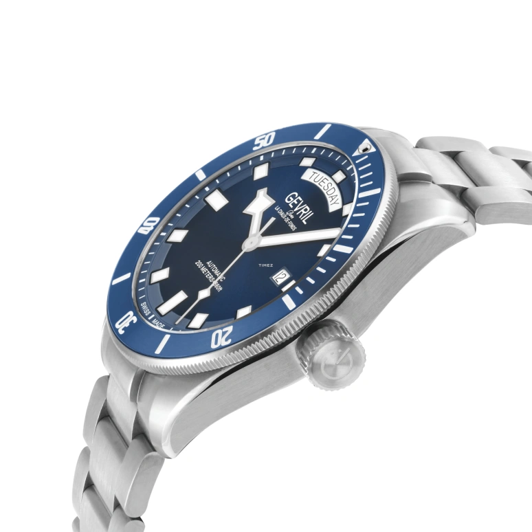 Gevril,Yorkville 43mm,43mm,Stainless Steel,Blue,Automatic,Date,Day,48631B