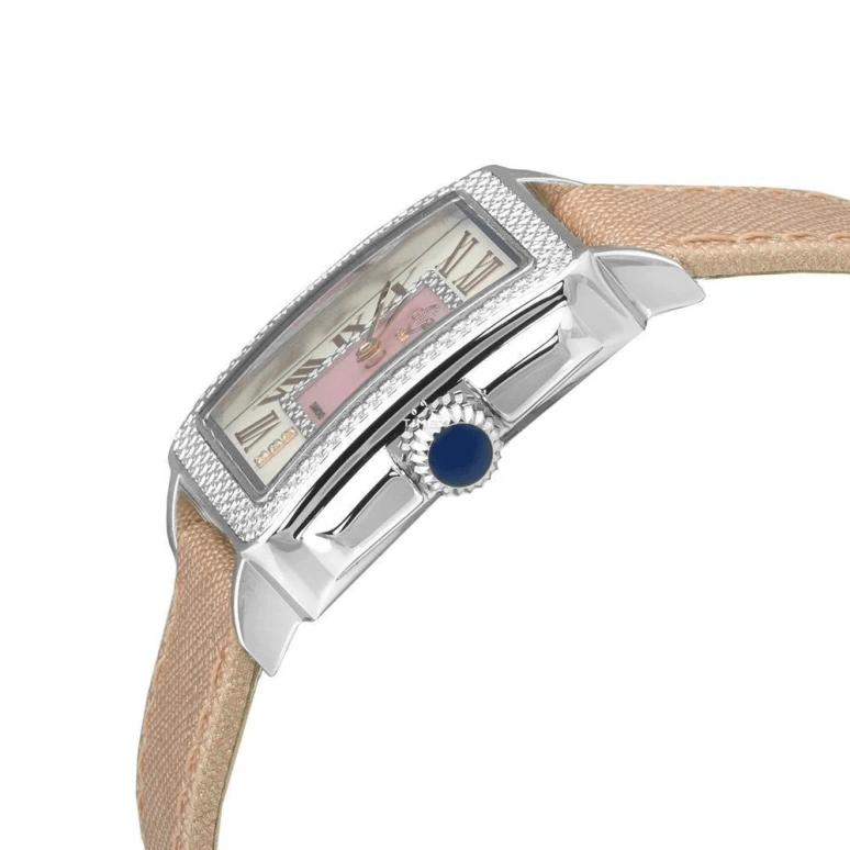 Gevril,Padova 27.50mm,27.50mm,Stainless Steel,White,Pink,Dual,Quartz,Sapphire,Rectangular,12302