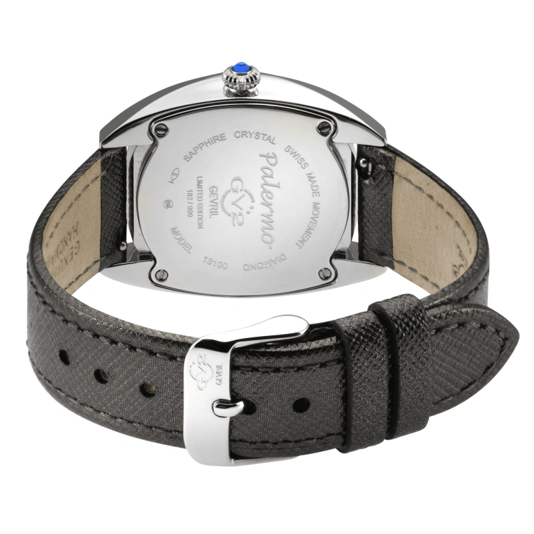 Gevril,Palermo 36mm,36mm,Stainless Steel,Black,Quartz,Sapphire,Round,13100