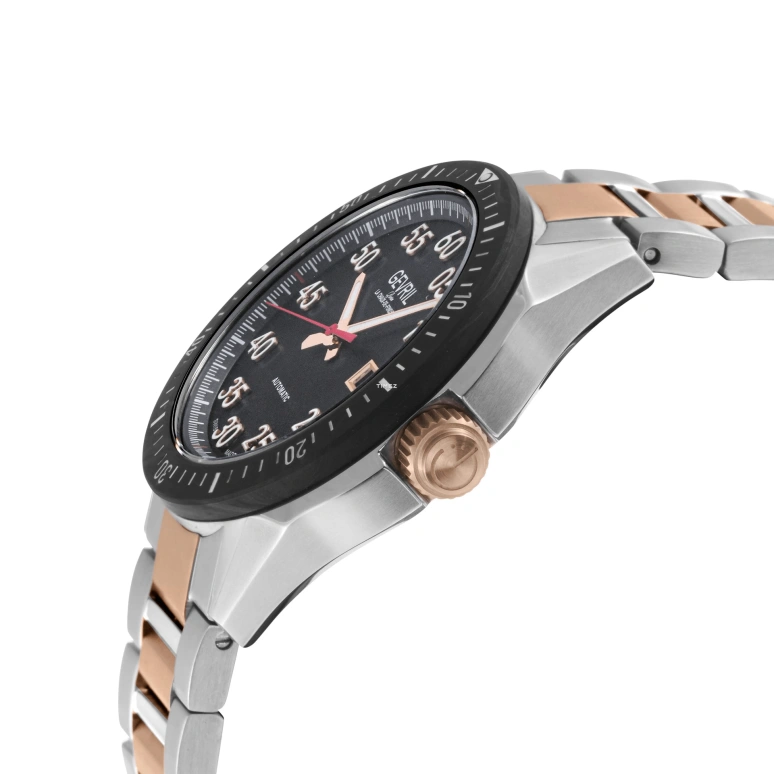 Gevril,Ascari 43mm,43mm,Stainless Steel,Black,Automatic,Day,Sapphire,48303B