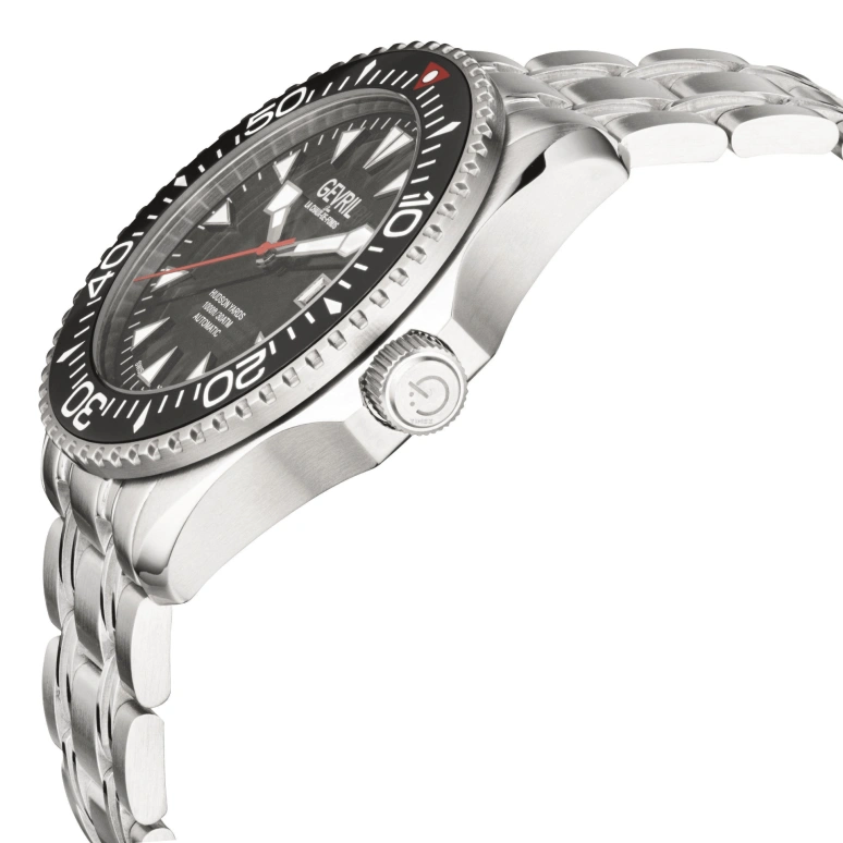 Gevril,Hudson Yards 43mm,43mm,Stainless Steel,Black,Automatic,Day,38hours,48800