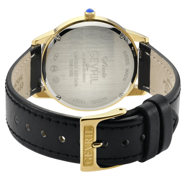 Gevril,Airolo 36mm,36mm,Stainless Steel,Black,Quartz,Sapphire,Round,13027