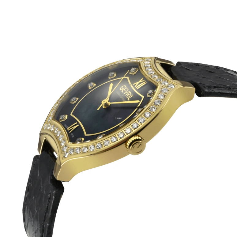 Gevril,Lugano 38mm,38mm,Stainless Steel,Black,Quartz,Sapphire,Tonneau,11227