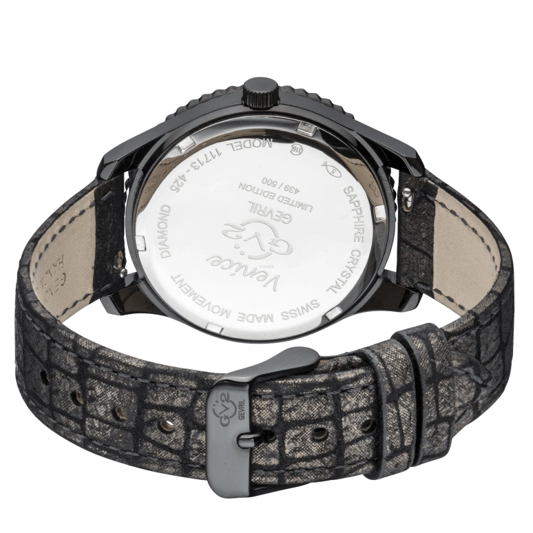 Gevril,Venice 39mm,39mm,Stainless Steel,Black,Quartz,Sapphire,Round,11713,11713-425C