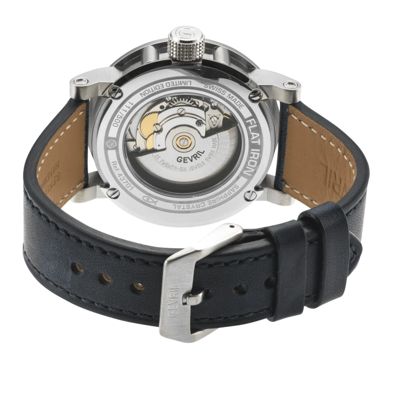 Gevril,Flatiron 42mm,42mm,Stainless Steel,Blue,Automatic,Day,Sapphire,43701