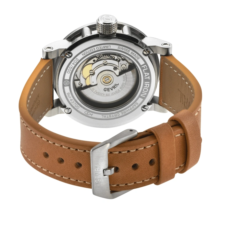 Gevril,Flatiron 42mm,42mm,Stainless Steel,Black,Automatic,Day,Sapphire,43700