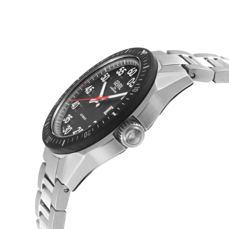 Gevril,Ascari 43mm,43mm,Stainless Steel,Black,Automatic,Day,Sapphire,48300B