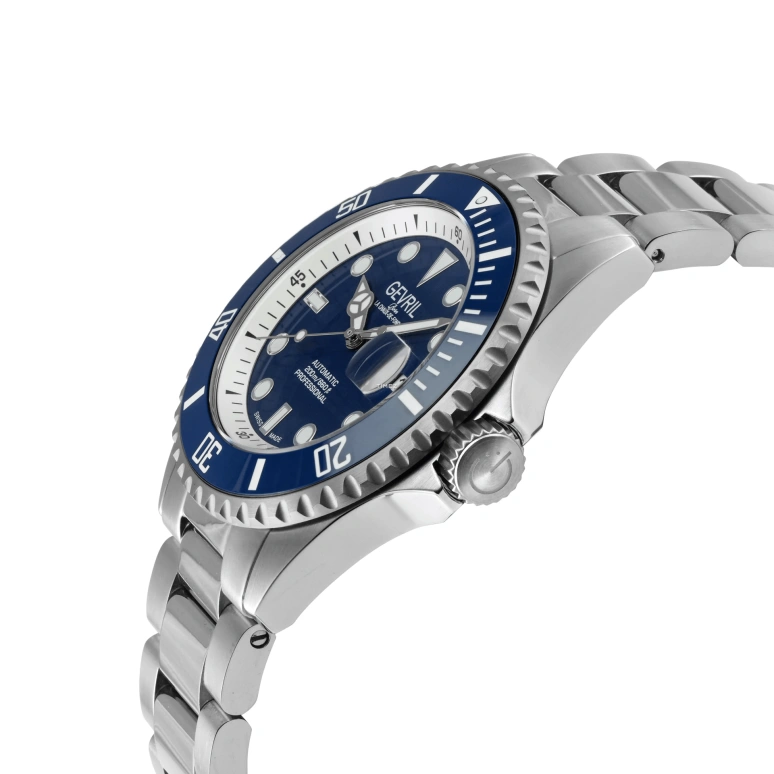 Gevril,Wall Street 43mm,43mm,Stainless Steel,Blue,Automatic,Day,38hours,41851A