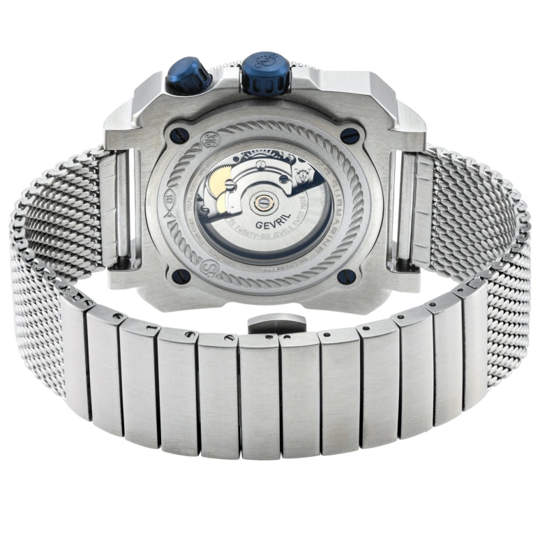 Gevril,XO Submarine 44mm,44mm,Stainless Steel,Blue,Automatic,Day,Dule Time,4542B