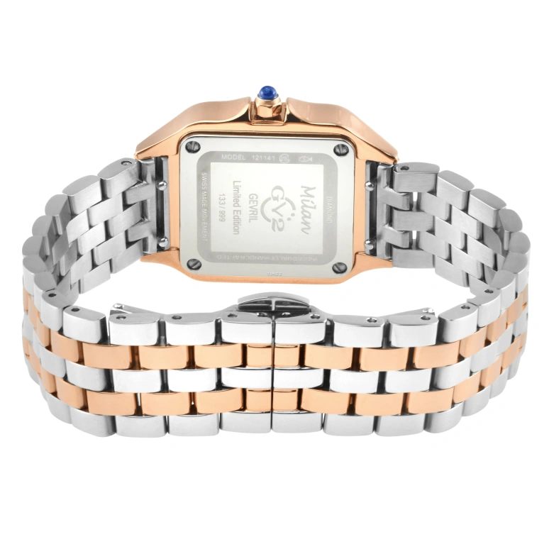 Gevril,Milan 27.50mm,27.50mm,Stainless Steel,Blue,Quartz,Sapphire,Square,121141B
