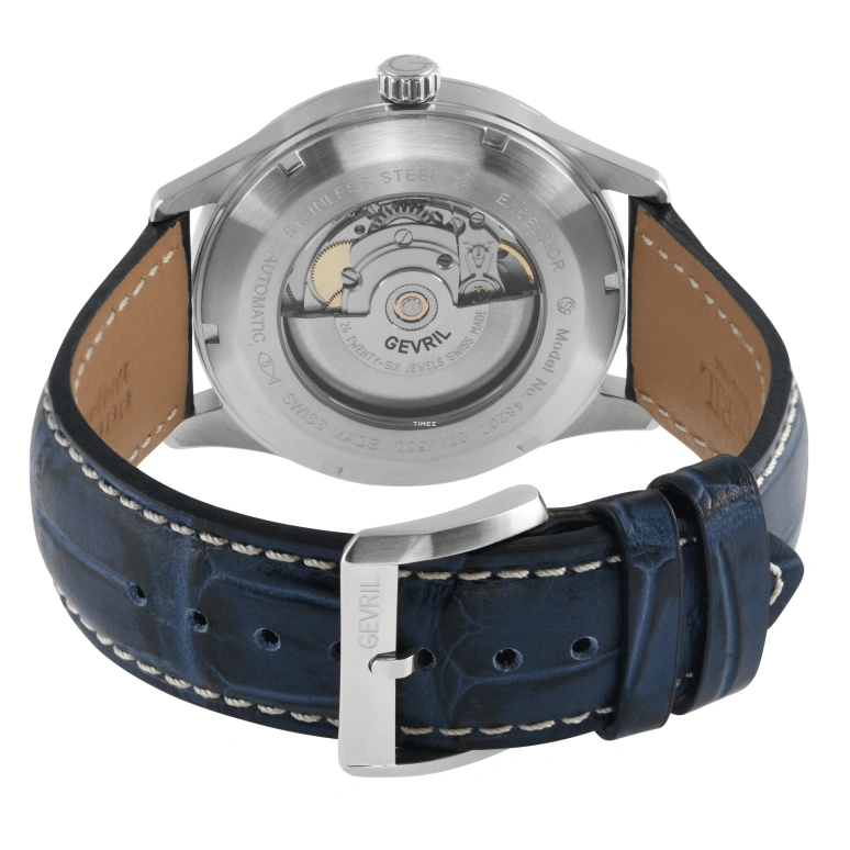 Gevril,Excelsior 42mm,42mm,Stainless Steel,Blue,Automatic,Date,Day,48202