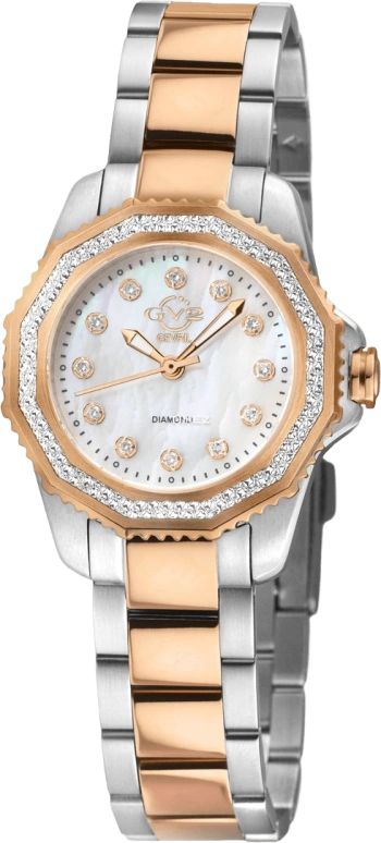 Gevril,Cortina 30mm,30mm,Stainless Steel,White,Quartz,Sapphire,Crystal Glass,Twelve edge,13503B