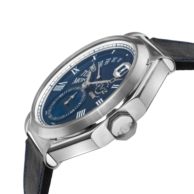 Gevril,Marchese 44mm,44mm,Stainless Steel,Blue,Quartz,Date,Day,Retrograde,42421