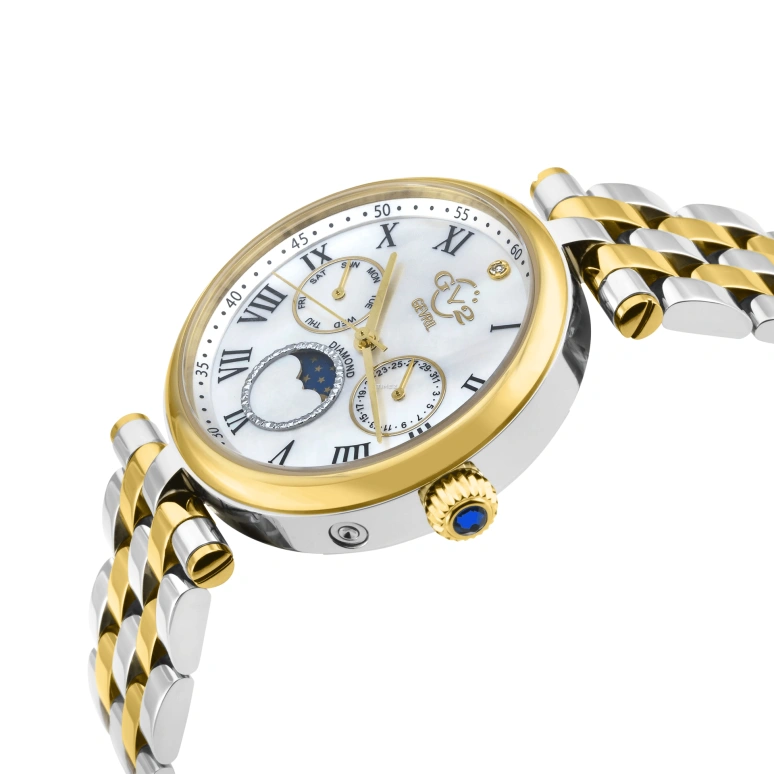 Gevril,Florence 36mm,36mm,Stainless Steel,White,Quartz,Moonphase,Date,Day,12515