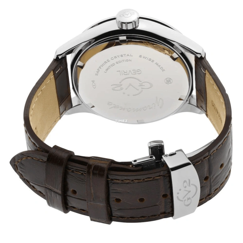 Gevril,Giromondo 42mm,42mm,Stainless Steel,White,Quartz,Day,Dule Time,42301
