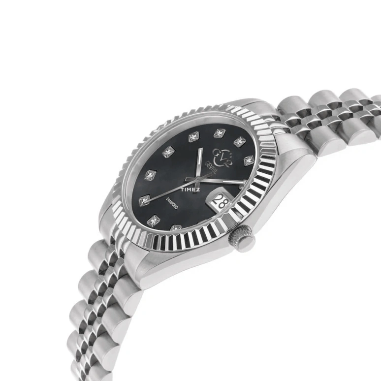 Gevril,Naples 34mm,34mm,Stainless Steel,Black,Quartz,Day,Sapphire,12407