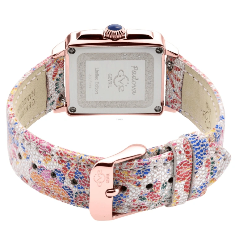 Gevril,Padova 28.50mm,28.50mm,Stainless Steel,Dual,Pink,White,Quartz,Sapphire,Rectangular,12336F