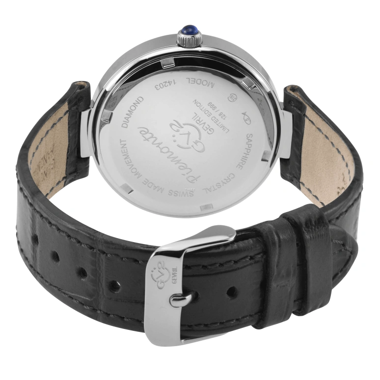 Gevril,Piemonte 36mm,36mm,Stainless Steel,White,Quartz,Sapphire,Round,14200,14200-1