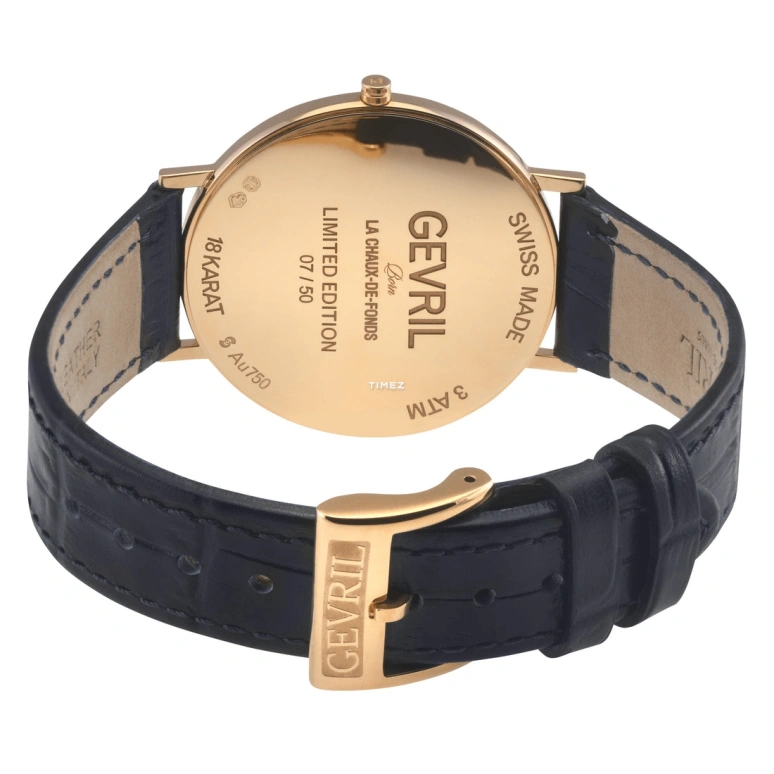 Gevril,Five Points 38mm,38mm,Rose Gold,Blue,Quartz,Sapphire,Round,GV350,GV350.14.62