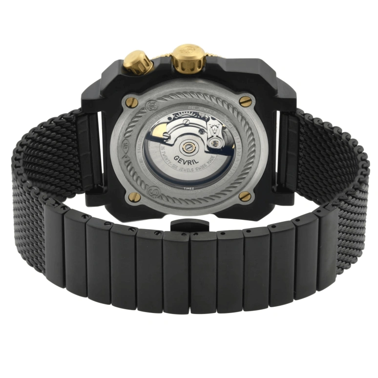 Gevril,XO Submarine 44mm,44mm,Stainless Steel,Black,Automatic,Day,Dule Time,4544B