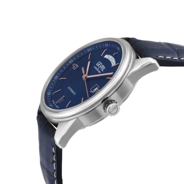 Gevril,Excelsior 42mm,42mm,Stainless Steel,Blue,Automatic,Date,Day,48202