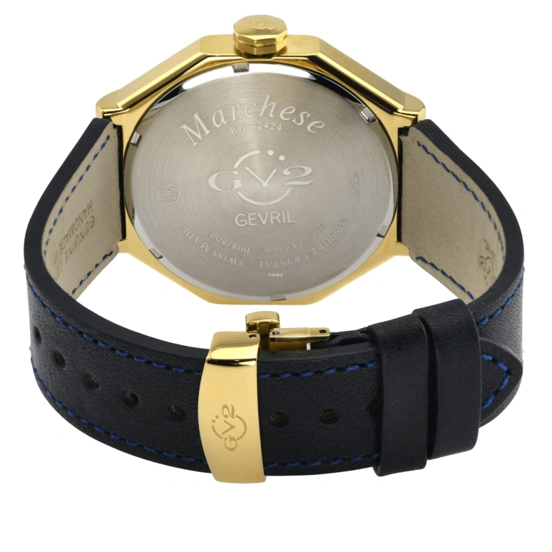 Gevril,Marchese 44mm,44mm,Stainless Steel,Blue,Quartz,Date,Day,Retrograde,42424