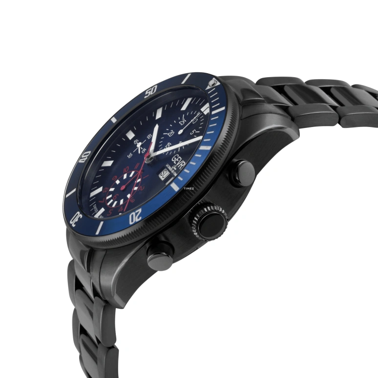 Gevril,Yorkville 43mm,43mm,Stainless Steel,Blue,Gradient,Black,Automatic,Chronograph,Date,Day,48623B