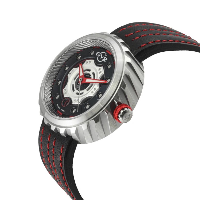 Gevril,Motorcycle 43mm,43mm,Stainless Steel,Black,White,Automatic,Day,38hours,13200